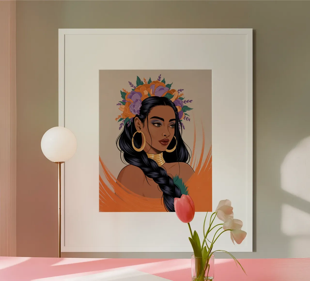 Splendeur de la couronne tropicale poster avec cadre en plastique de Silent Hue