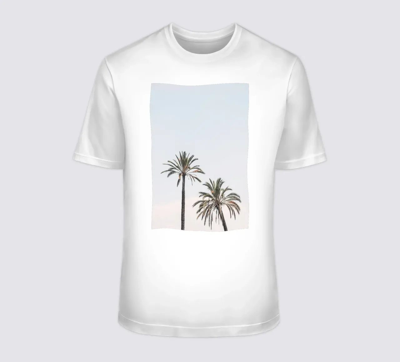 Rome, Italy I Two palm trees against a pastel blue summer sky t-shirt by Julie Travel Photography