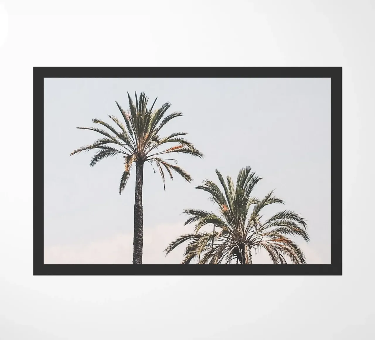 Rome, Italy I Two palm trees against a pastel blue summer sky doormat by Julie Travel Photography