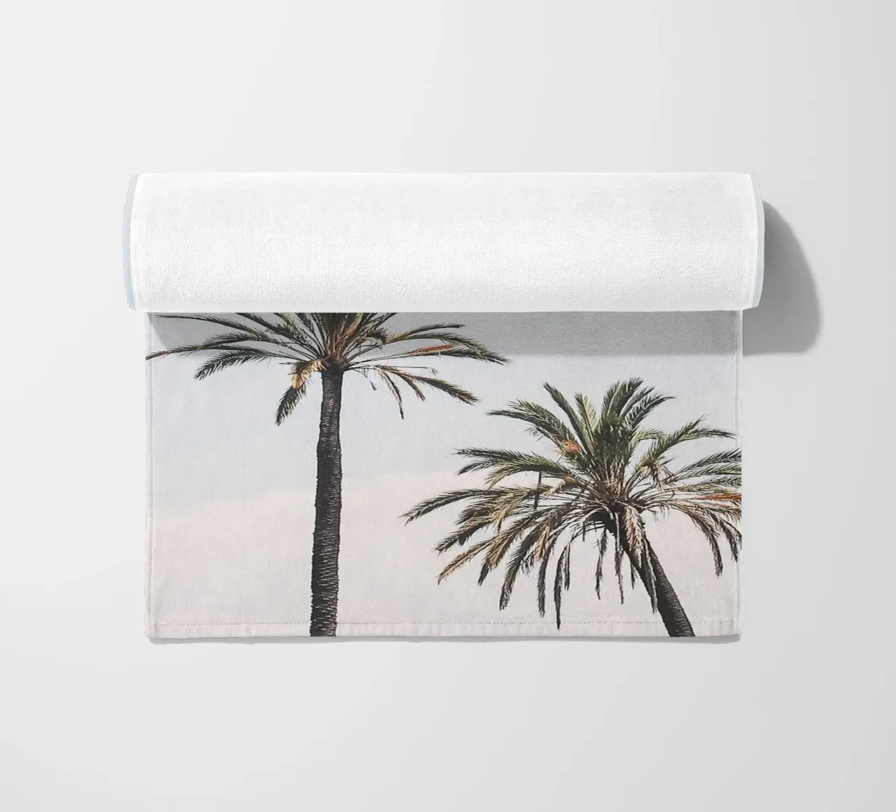 Rome, Italy I Two palm trees against a pastel blue summer sky beach towel by Julie Travel Photography