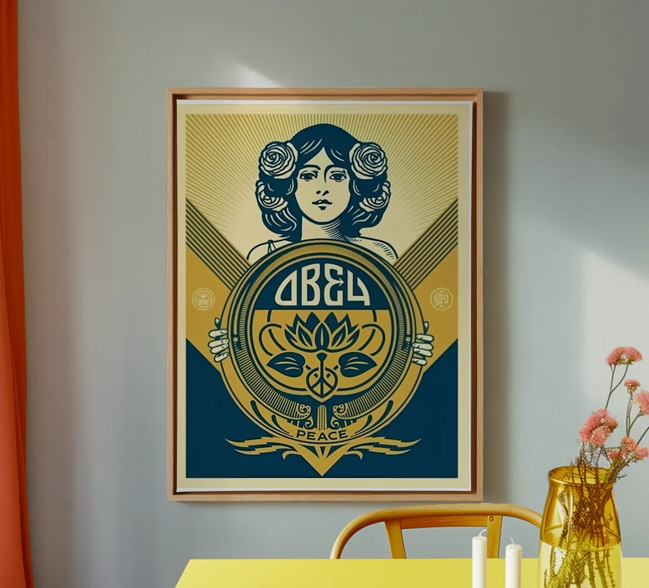 Vakantie 2016 Shepard fairey Groen canvas met Baklijst van American Poster