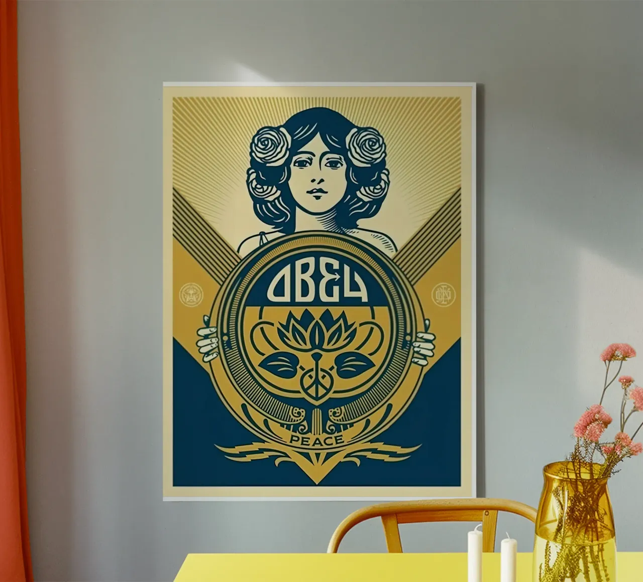 Vakantie 2016 Shepard fairey Groen canvas met Baklijst van American Poster