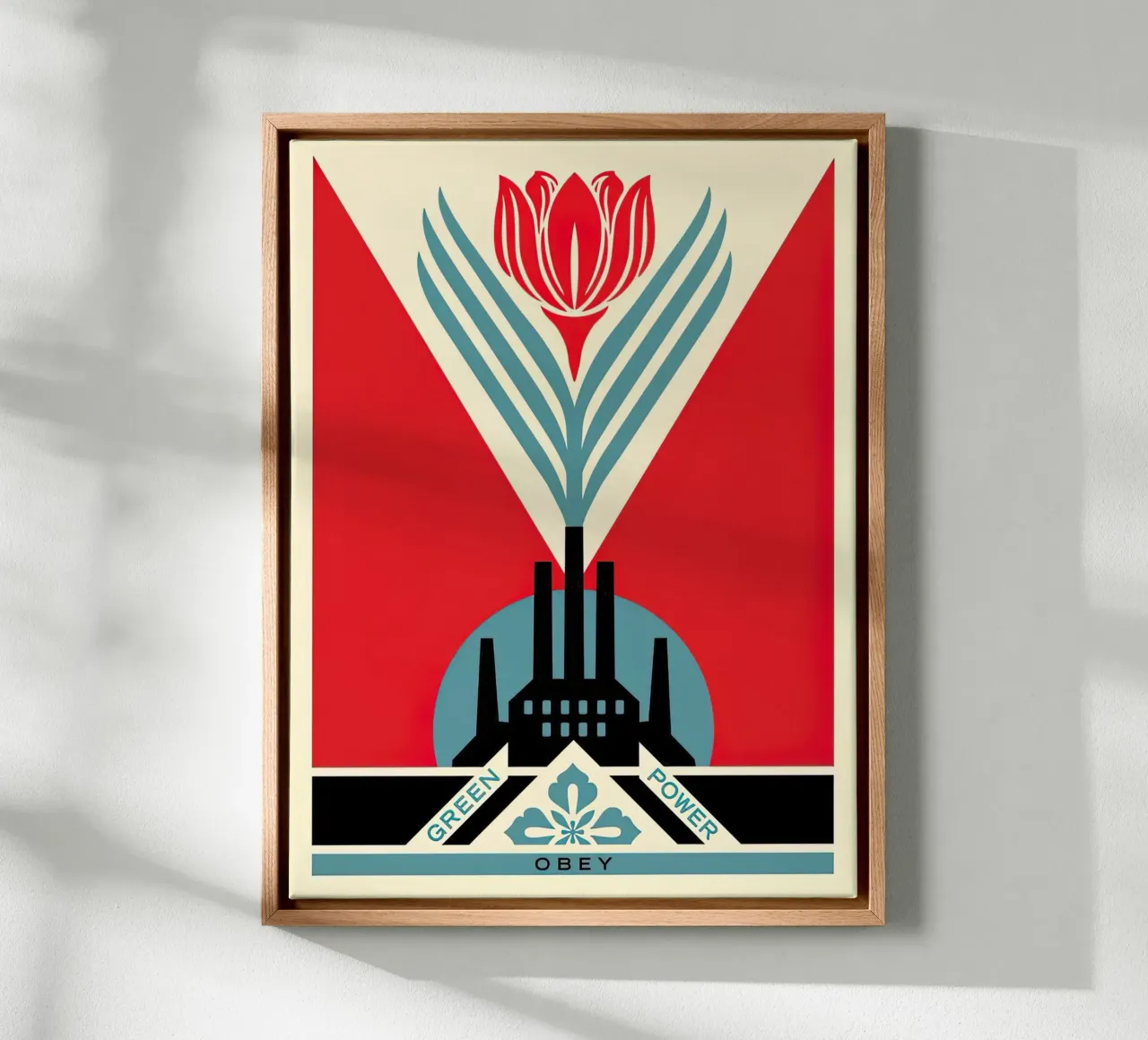 Shepard fairey Green Power canvas with Floater frame by American Poster