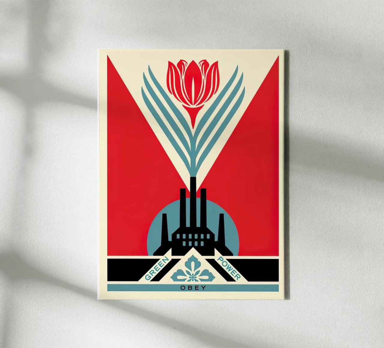 Shepard fairey Green Power canvas with Floater frame by American Poster