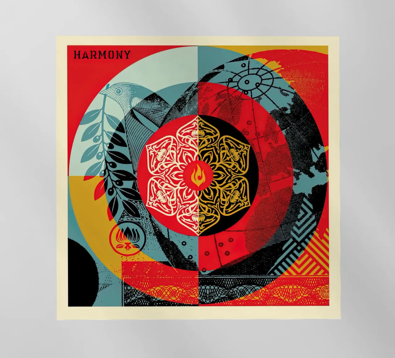 shepard fairey ARMONIA GLOBALE pellicola backlit da American Poster