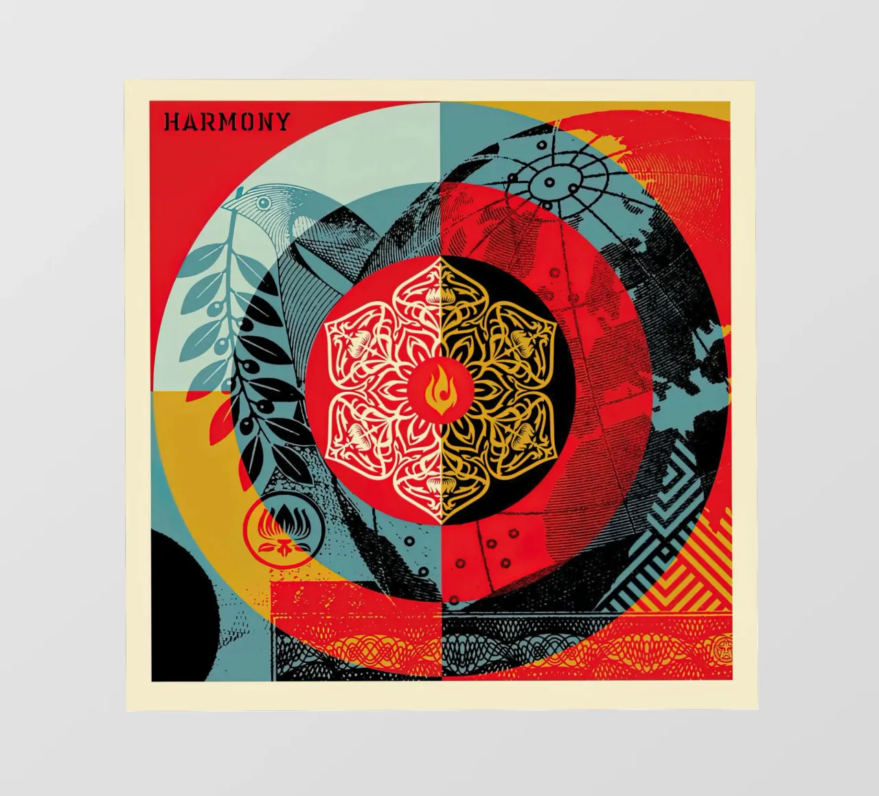 shepard fairey ARMONIA GLOBALE pellicola backlit da American Poster