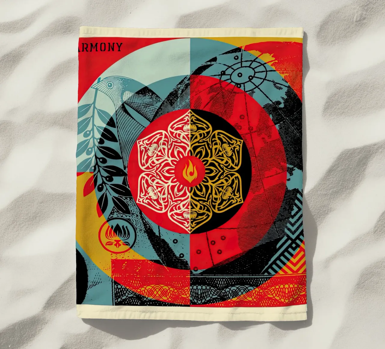 shepard fairey GLOBAL HARMONY beach towel by American Poster