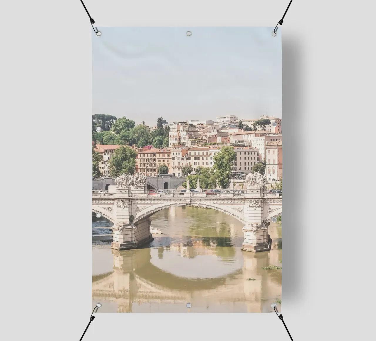 Roma, Italia I Ponte Vittorio Emanuele sul fiume Tevere telo in pvc da Julie Travel Photography