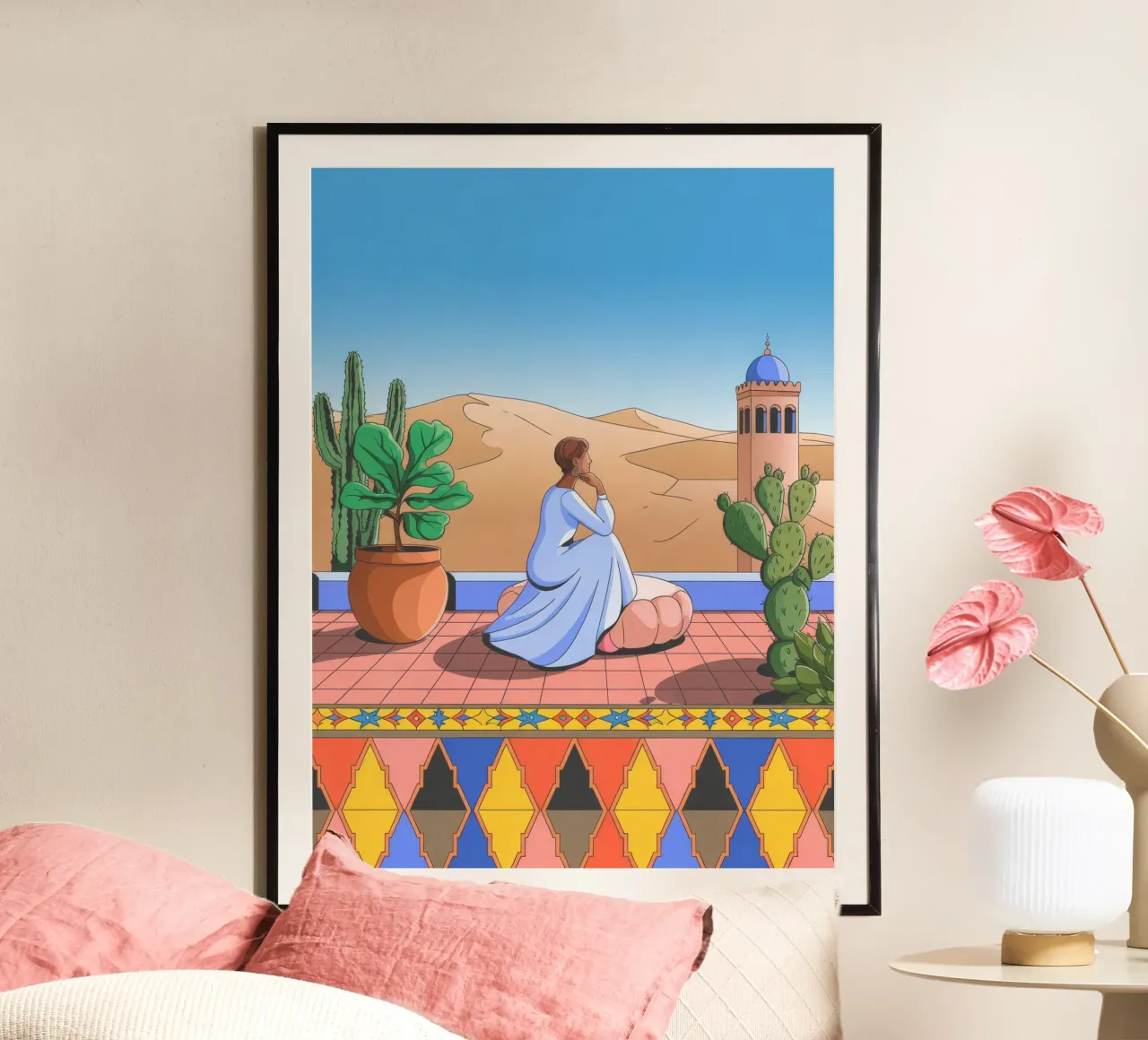 Serenità del deserto poster con telaio in alluminio da Silent Hue