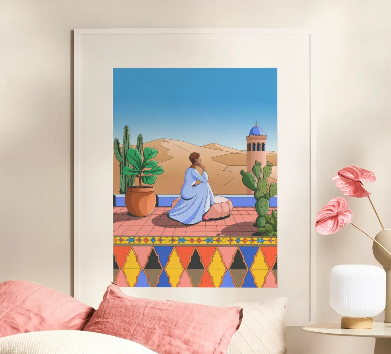Serenità del deserto poster con telaio in alluminio da Silent Hue