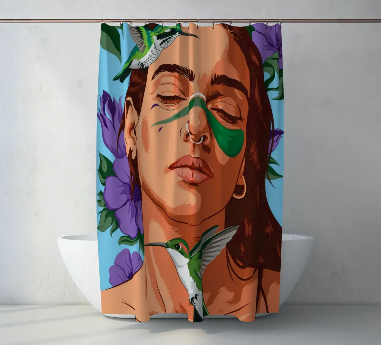 Nature Green Embrace shower curtain by Silent Hue