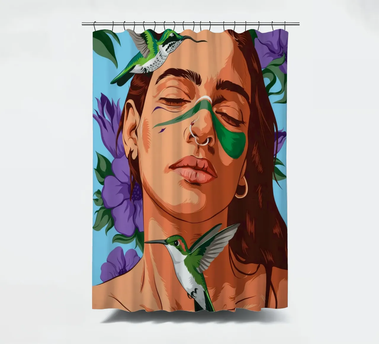 Nature Green Embrace shower curtain by Silent Hue