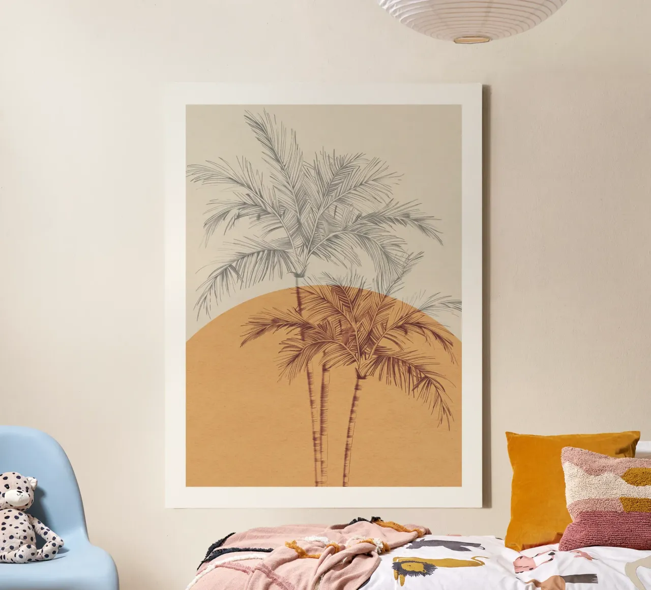 Sunset Palms tela con Cornice a cassetta da treechild
