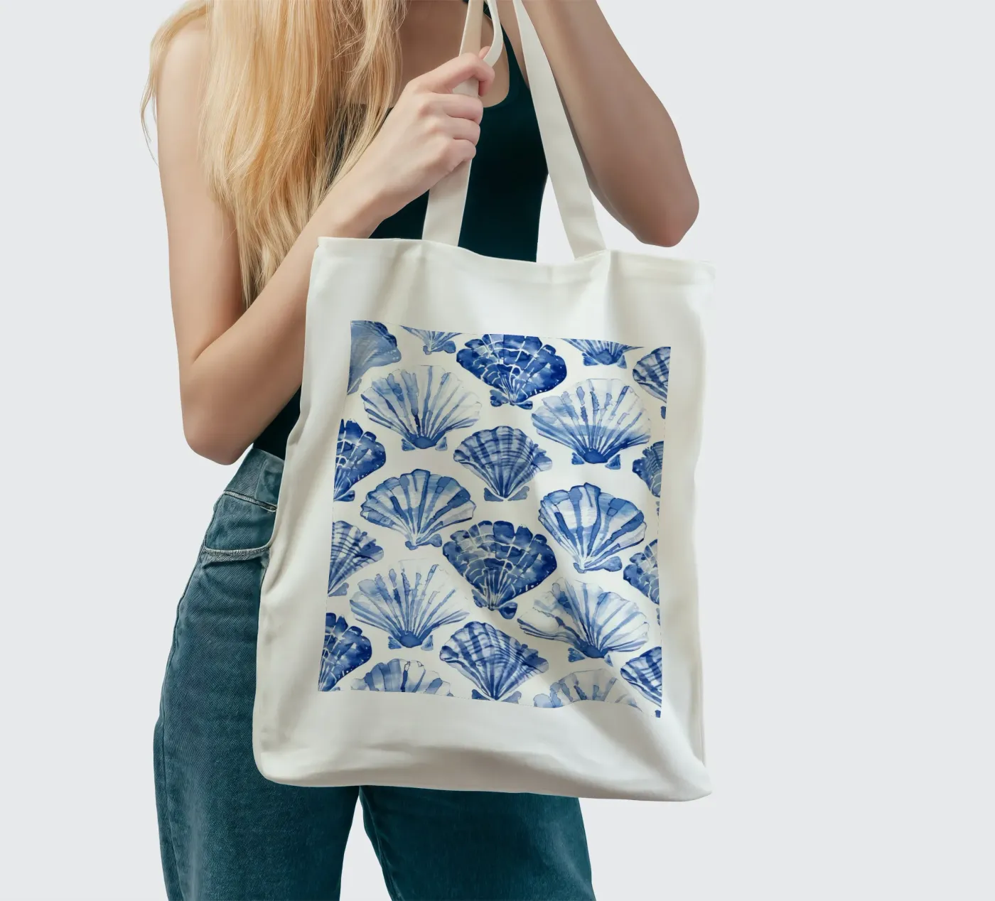 Blue Shell Pattern borsa in juta da treechild