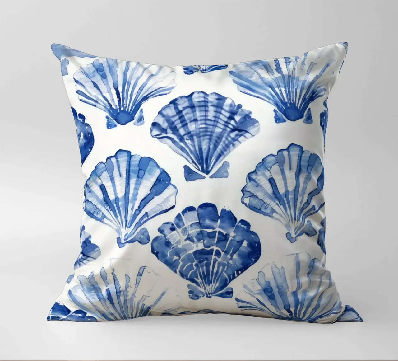 Blue Shell Pattern decorative cushion by treechild