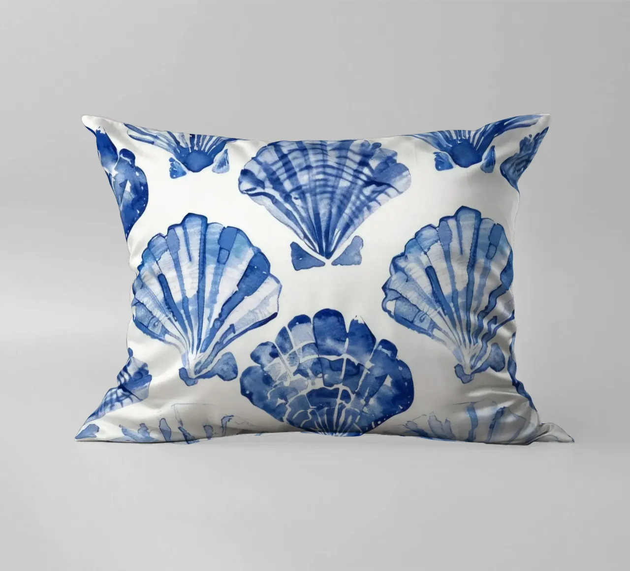 Blue Shell Pattern decorative cushion by treechild