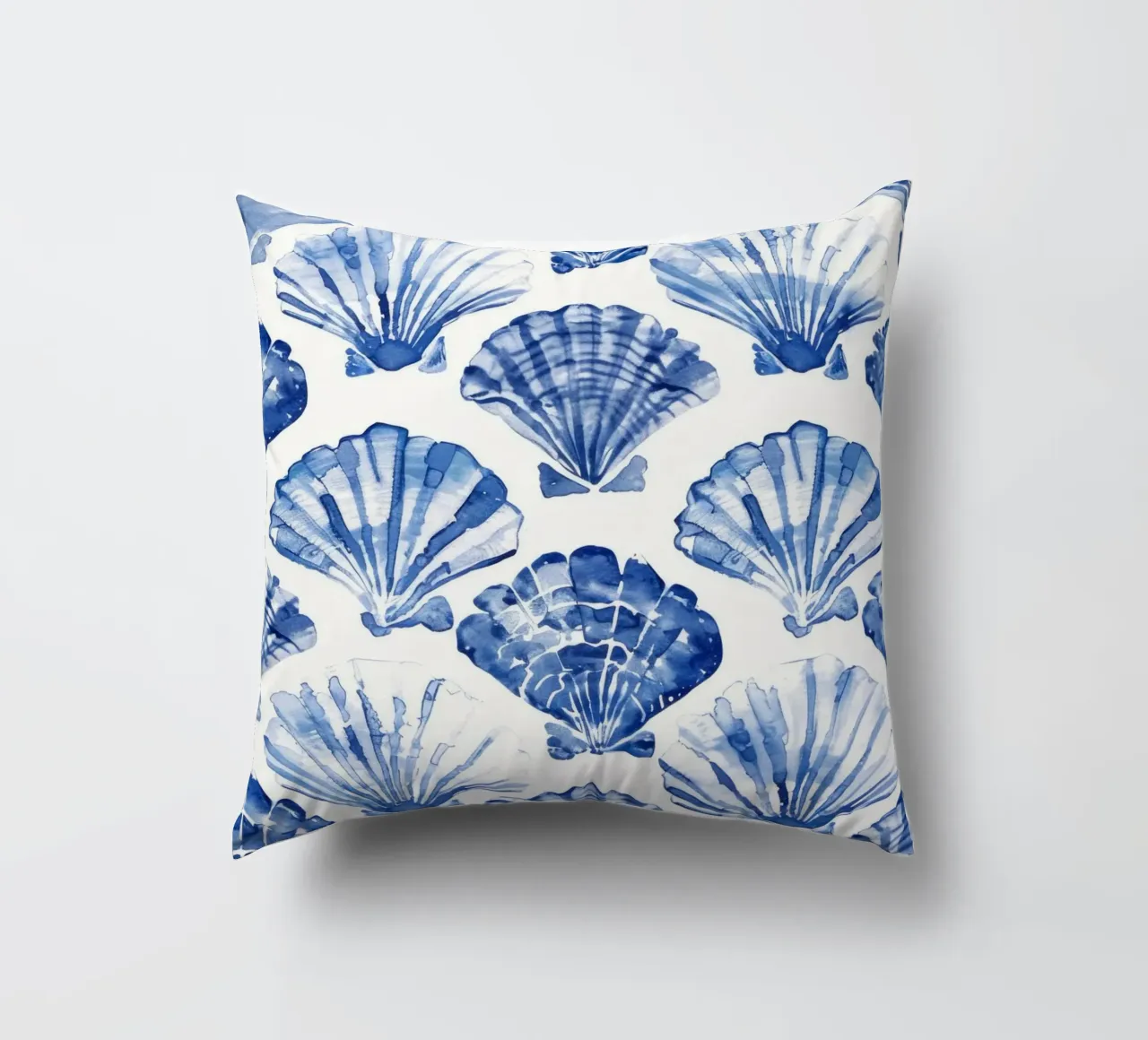 Blue Shell Pattern decorative cushion by treechild