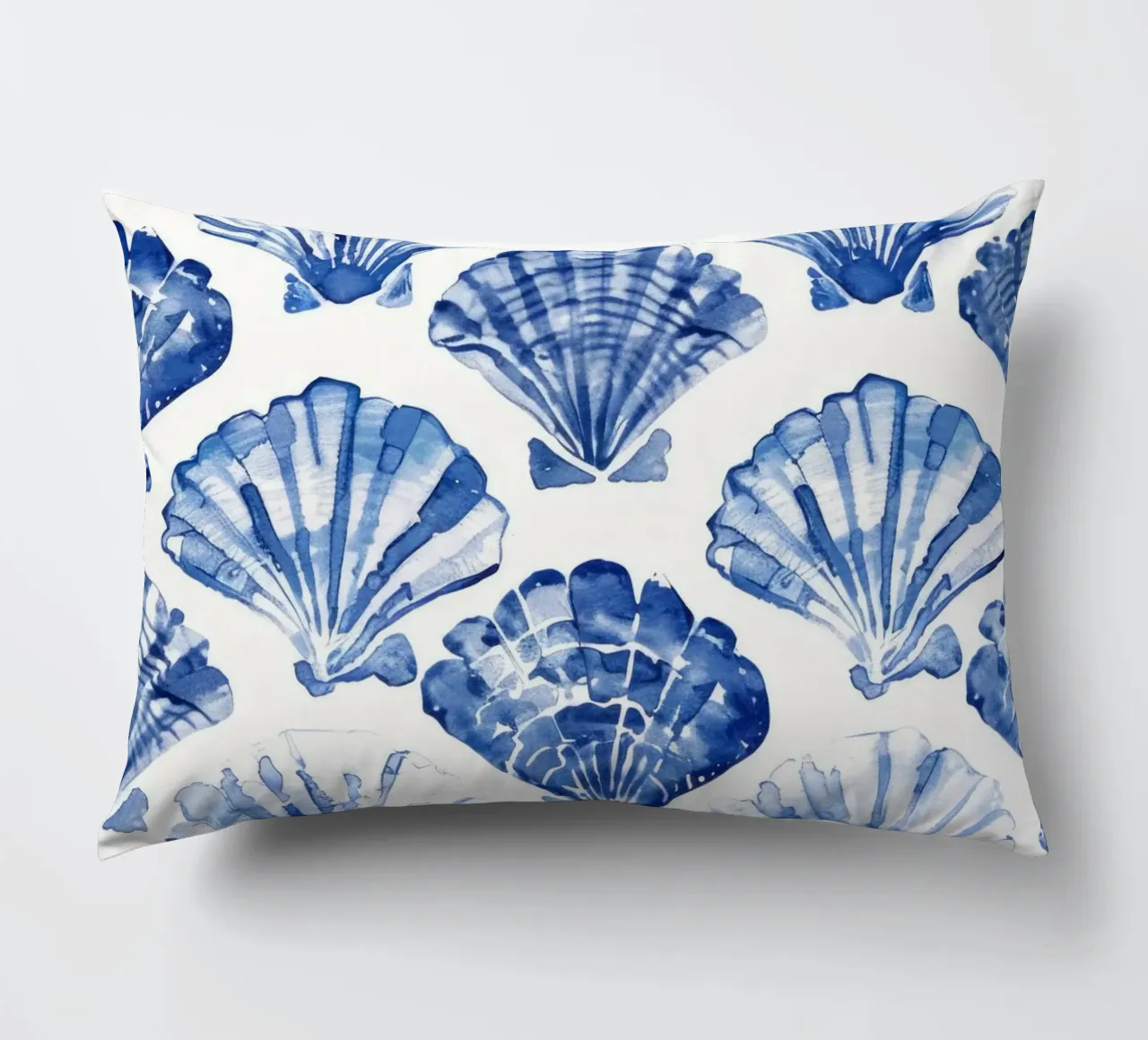 Blue Shell Pattern decorative cushion by treechild