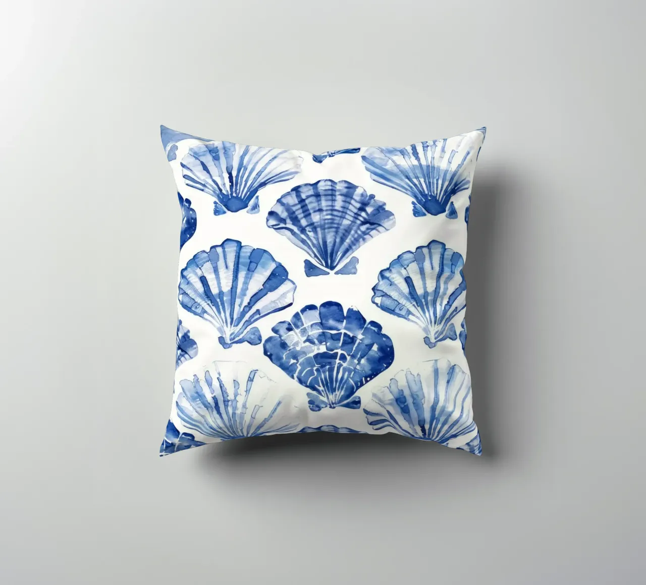 Blue Shell Pattern decorative cushion by treechild