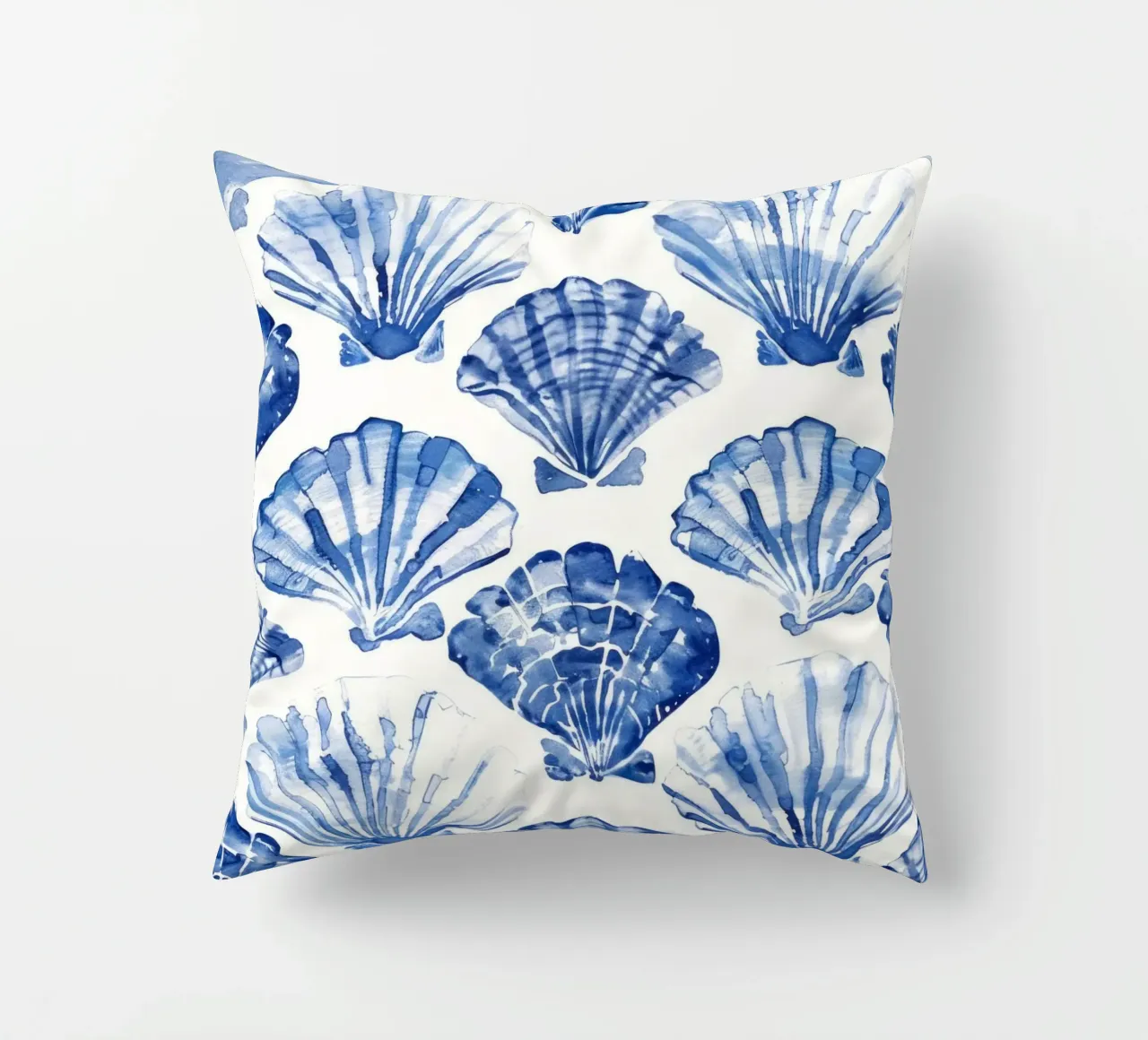 Blue Shell Pattern decorative cushion by treechild