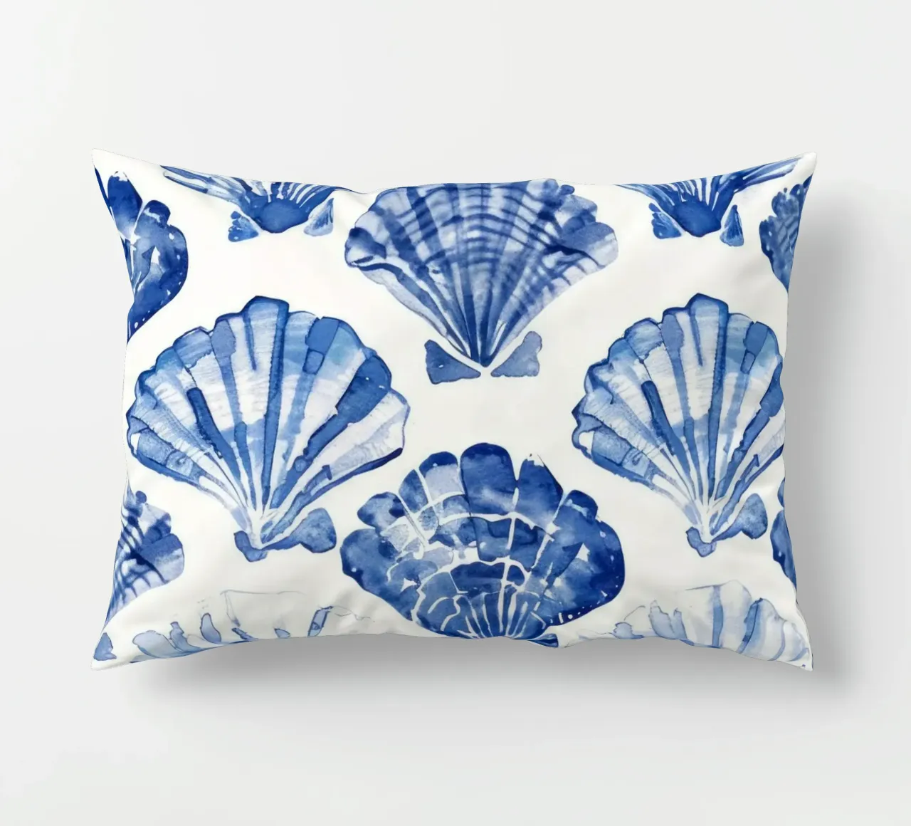 Blue Shell Pattern decorative cushion by treechild
