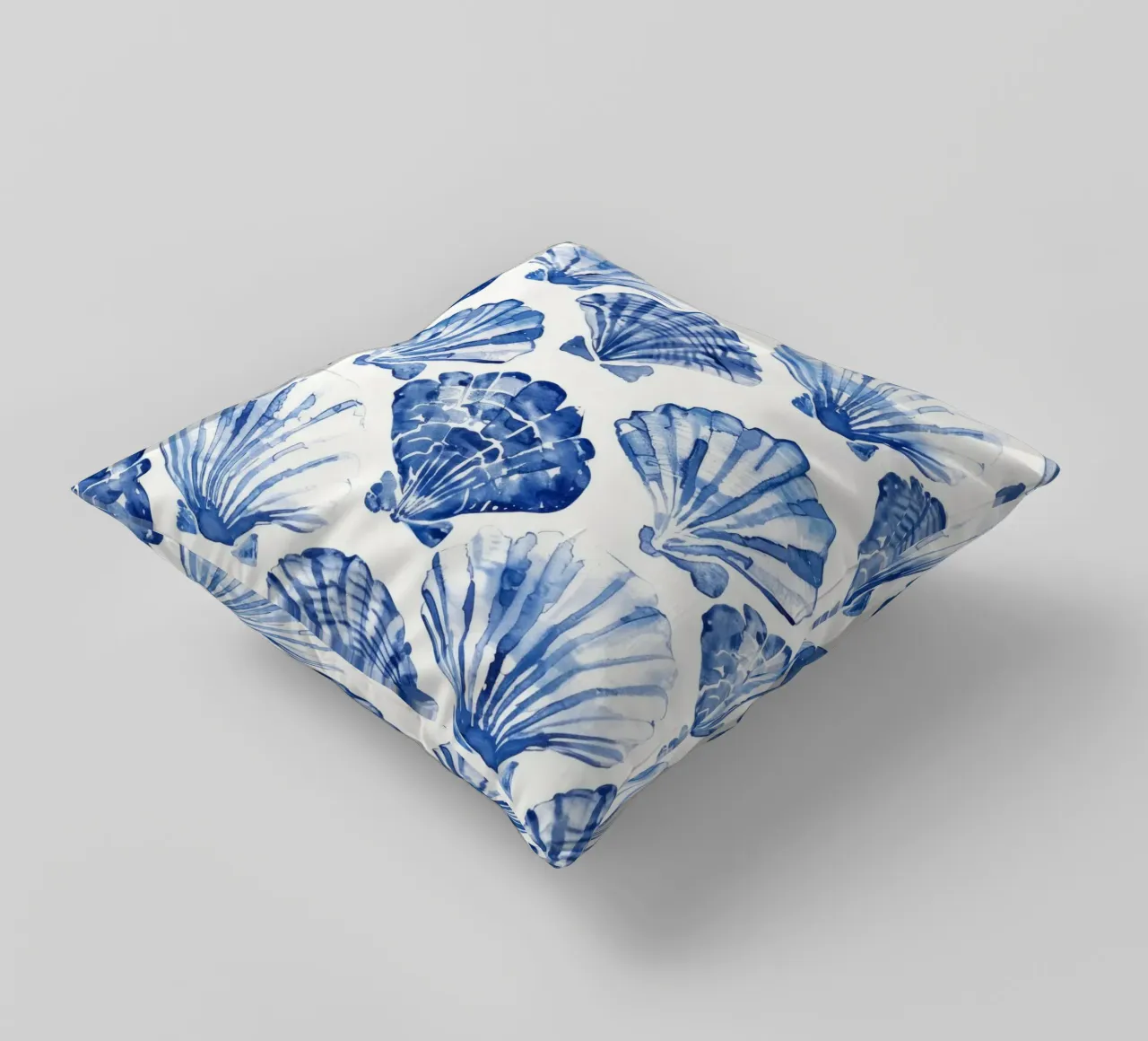 Blue Shell Pattern decorative cushion by treechild