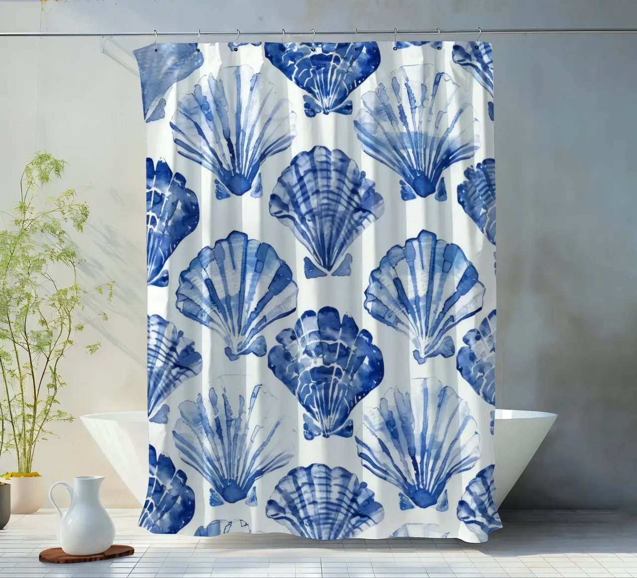 Blue Shell Pattern Duschvorhang von treechild