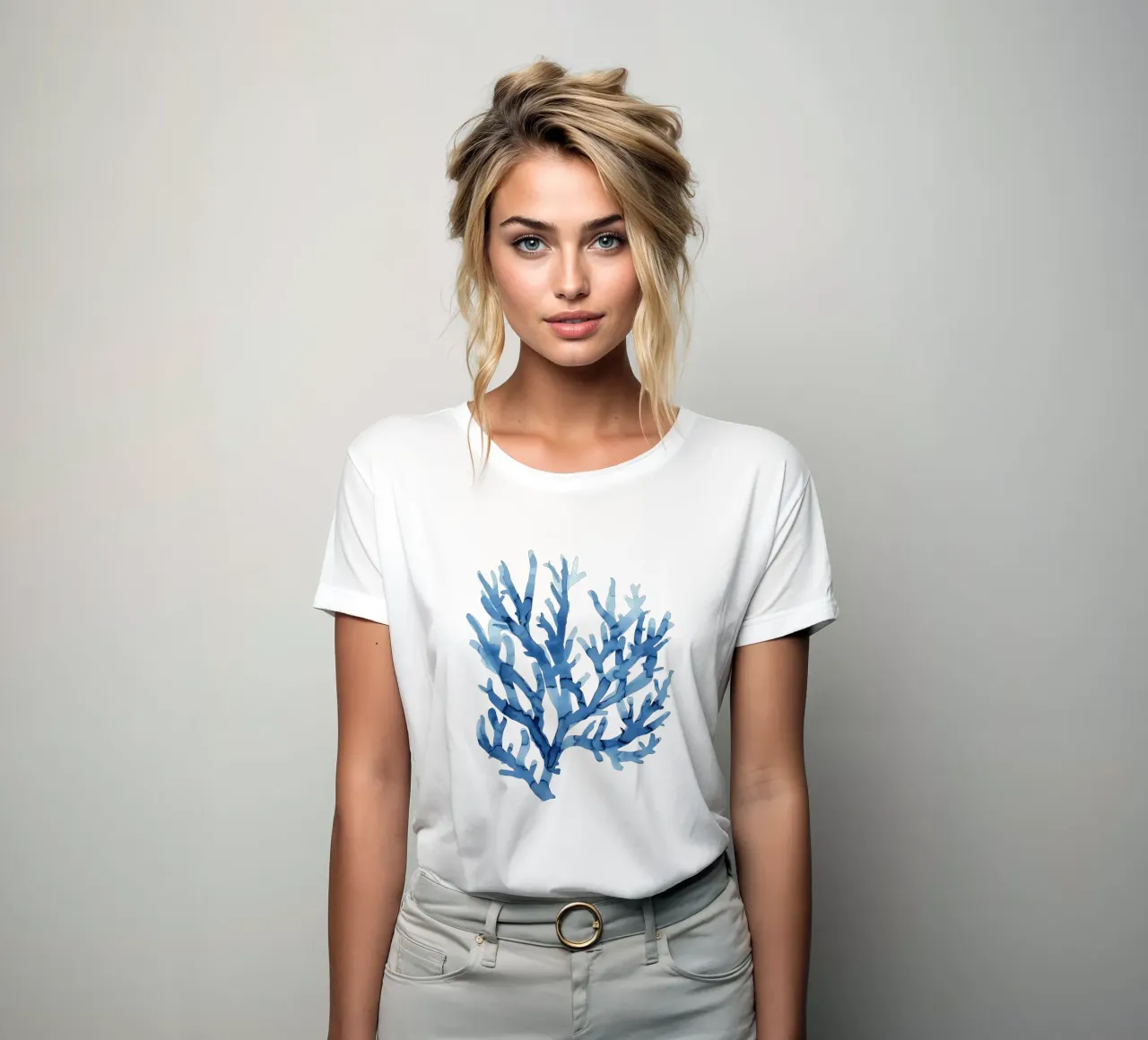 Blue Coral (Without Background) women's fitted t-shirt by treechild