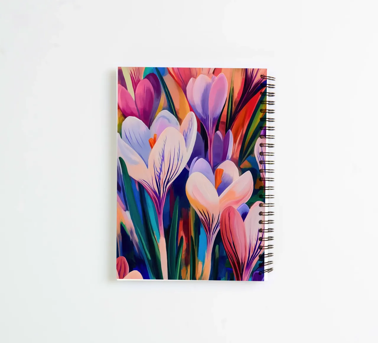 Violet crocus meadow | Painting spiral notebook by Autofocus