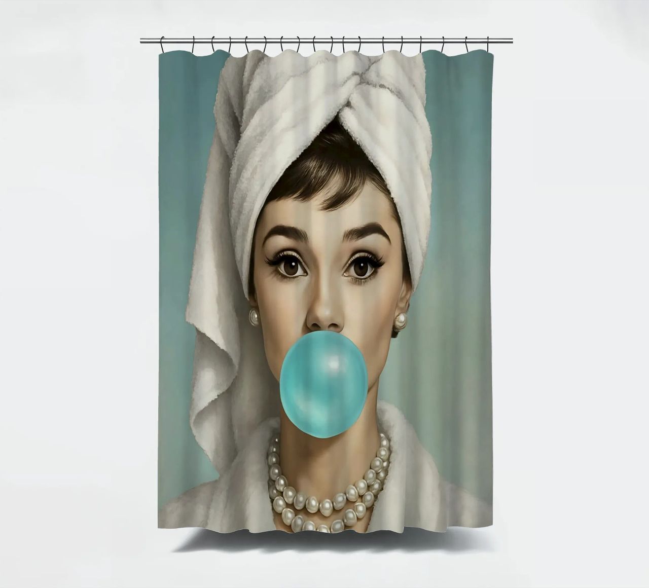 AUDREY HEPBURN CHICLE cortina de baño de ARTOMATIC