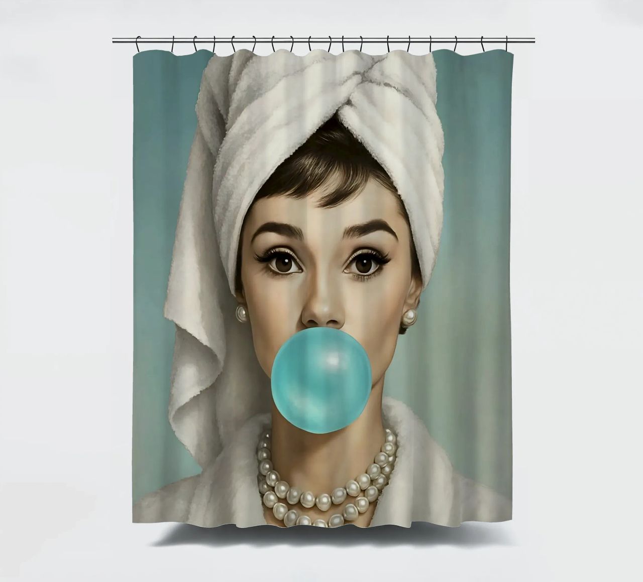 AUDREY HEPBURN CHICLE cortina de baño de ARTOMATIC