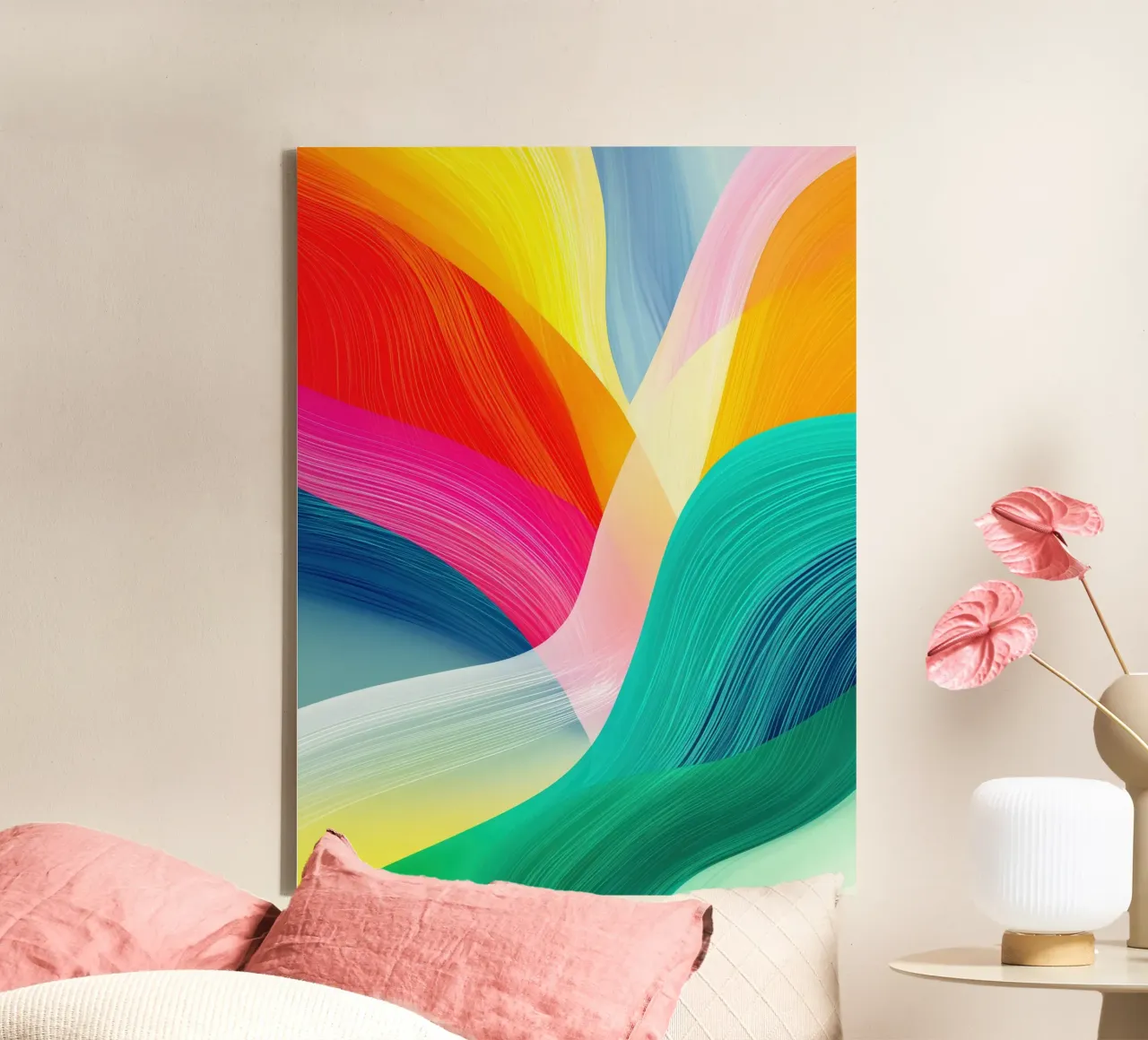 Abstracte kleurrijke regenboog bergen canvas met Baklijst van Autofocus