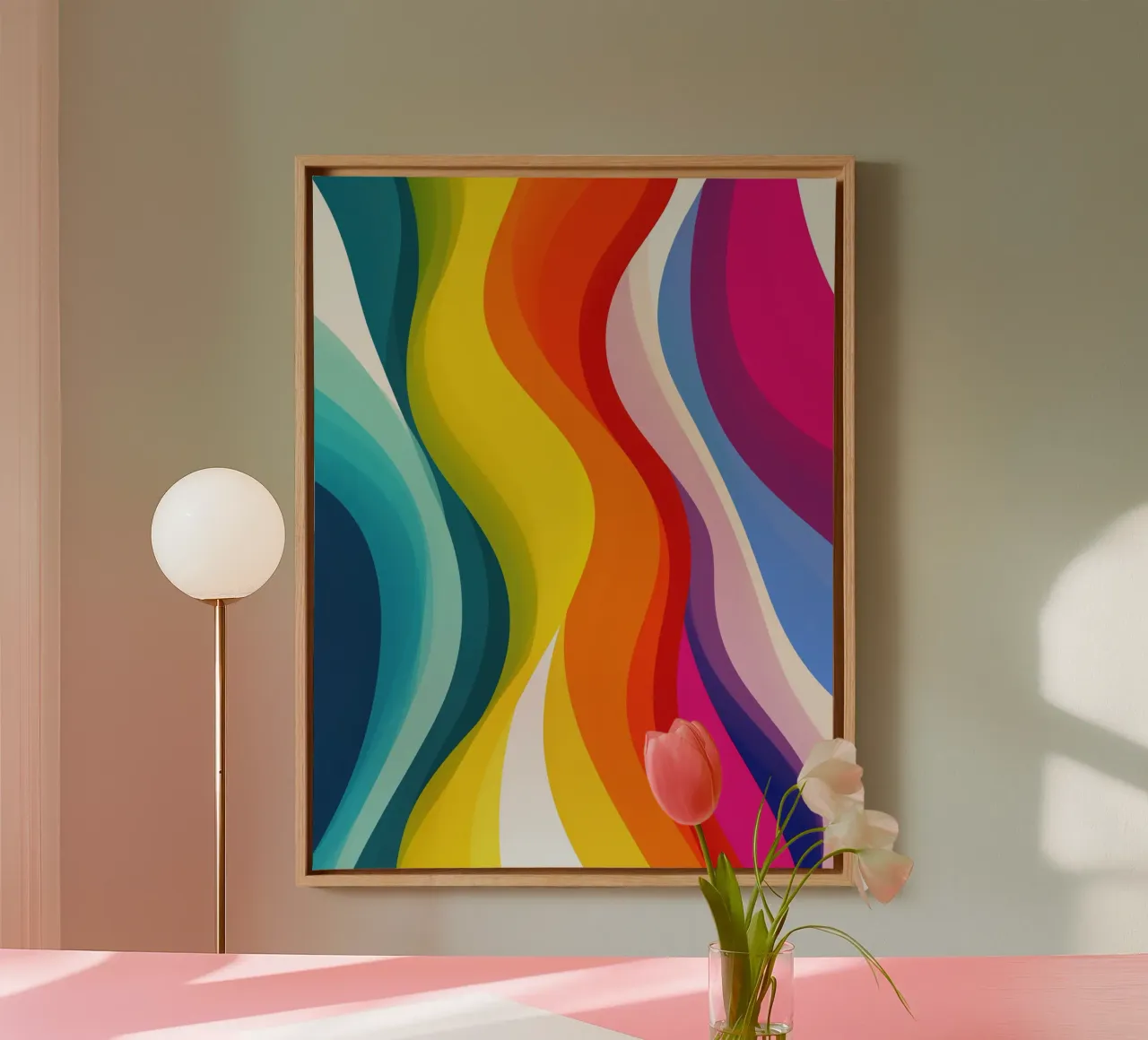 Fiume colorato astratto con arcobaleno tela con Cornice a cassetta da Autofocus