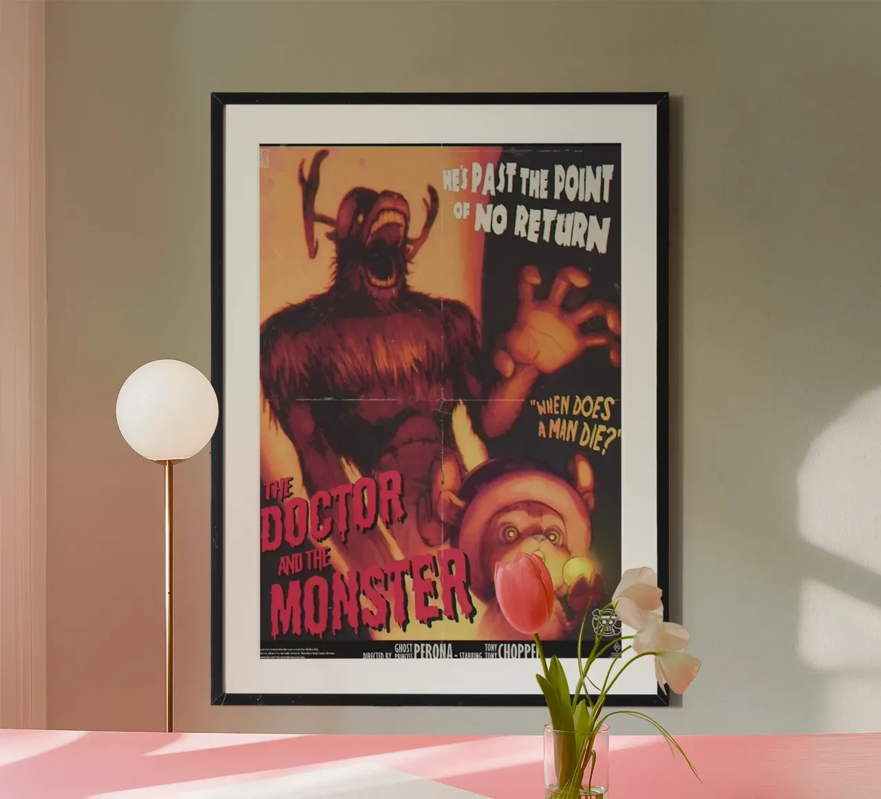 Chooper Il Mostro Docter poster con telaio in alluminio da Waylons Studio