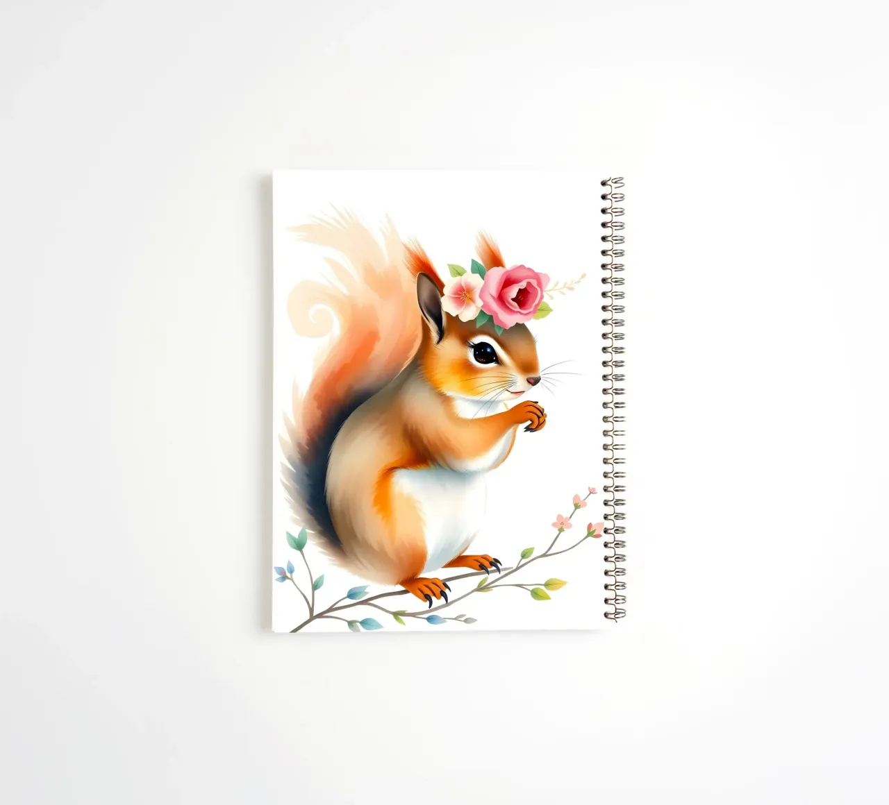 Squirrel With Floral Crown spiral notebook by ARTOMATIC