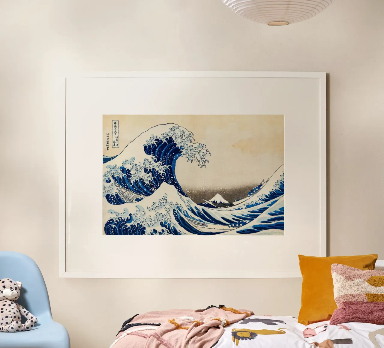 Gran ola con el monte Fuji - Icónica xilografía japonesa poster con marco de plástico de Vintage World - Uta Naumann