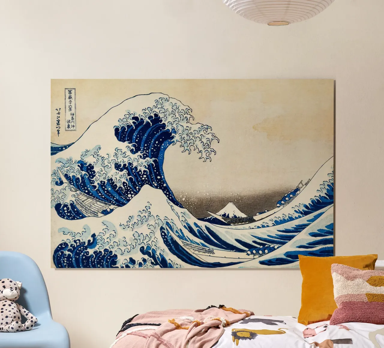 Gran ola con el monte Fuji - Icónica xilografía japonesa poster con marco de plástico de Vintage World - Uta Naumann