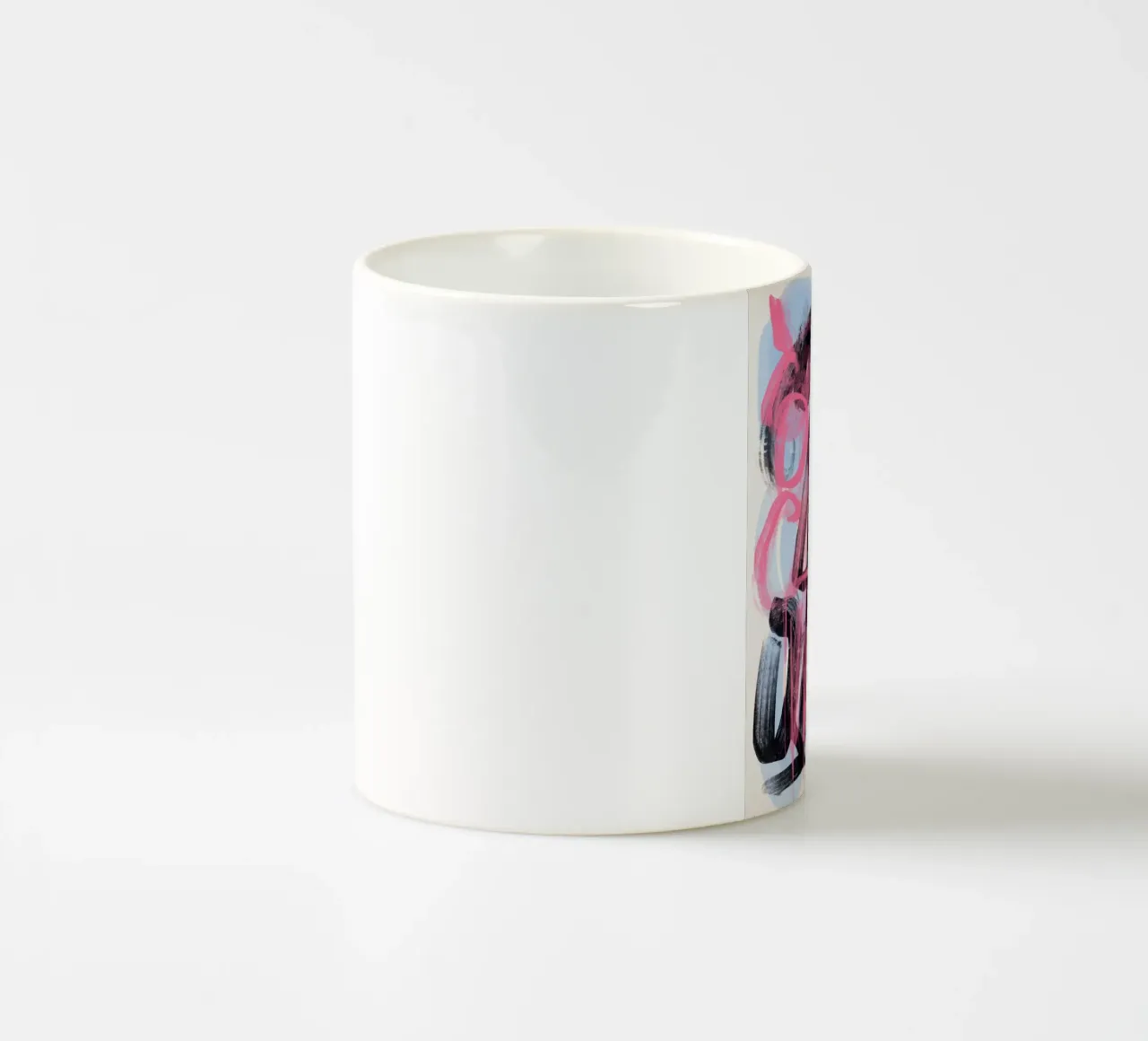 Pink brush graffiti ceramic mug by Little Dean