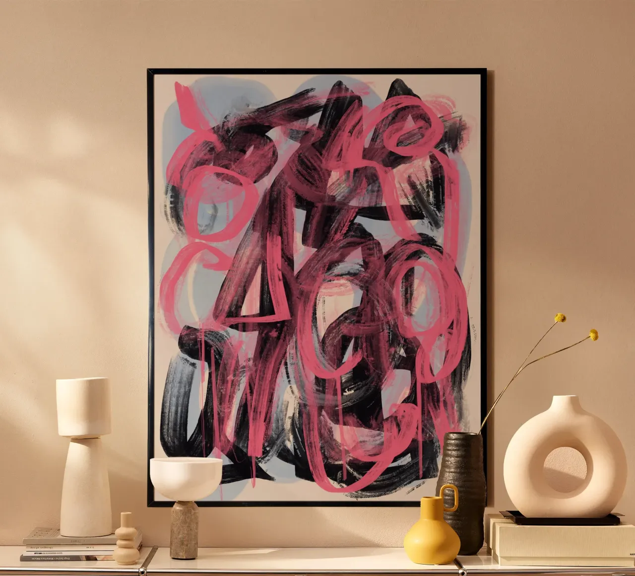 Rosa Pinsel Graffiti Poster von Little Dean
