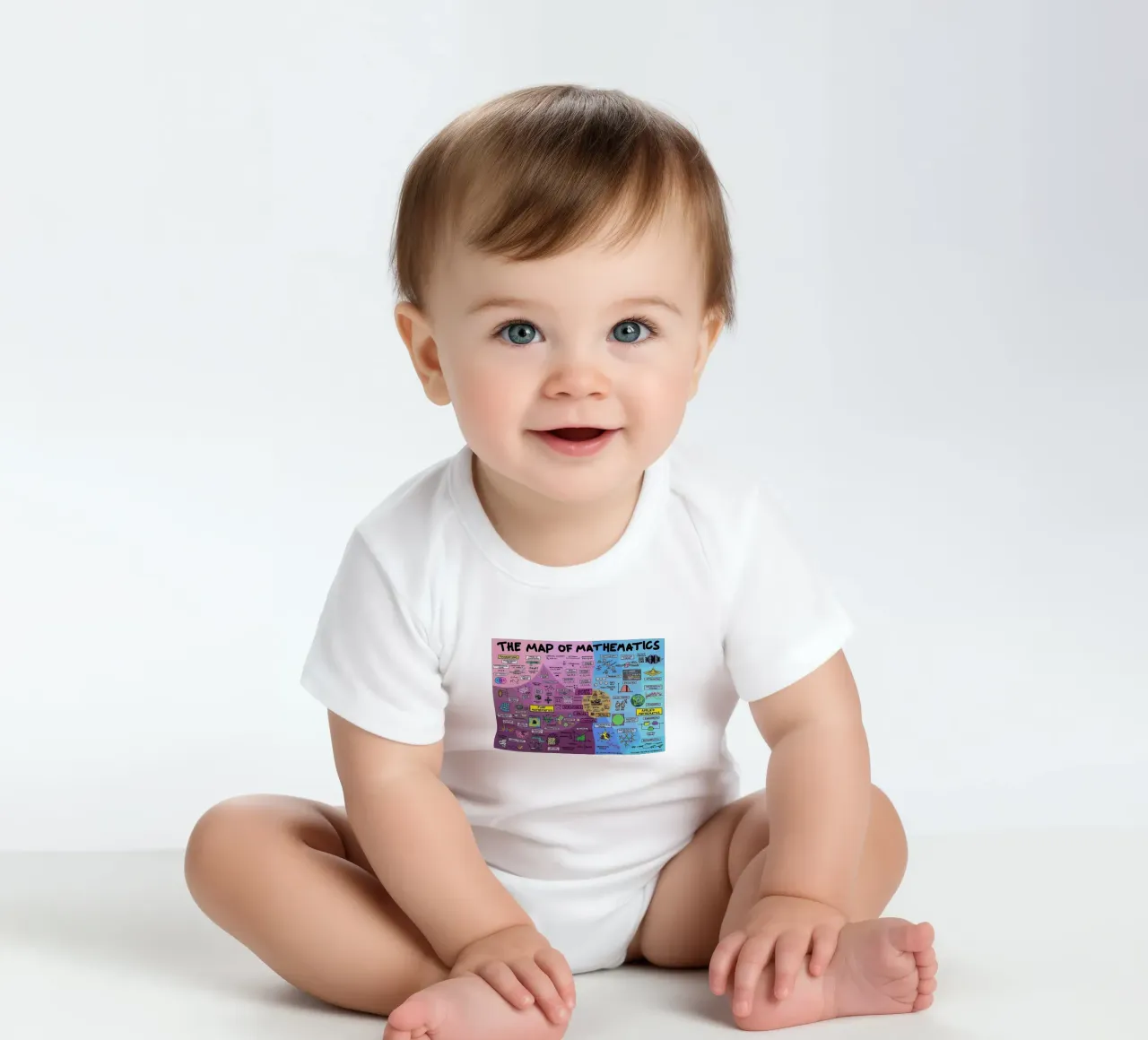 The Map of Mathematics short-sleeve baby romper by withandname