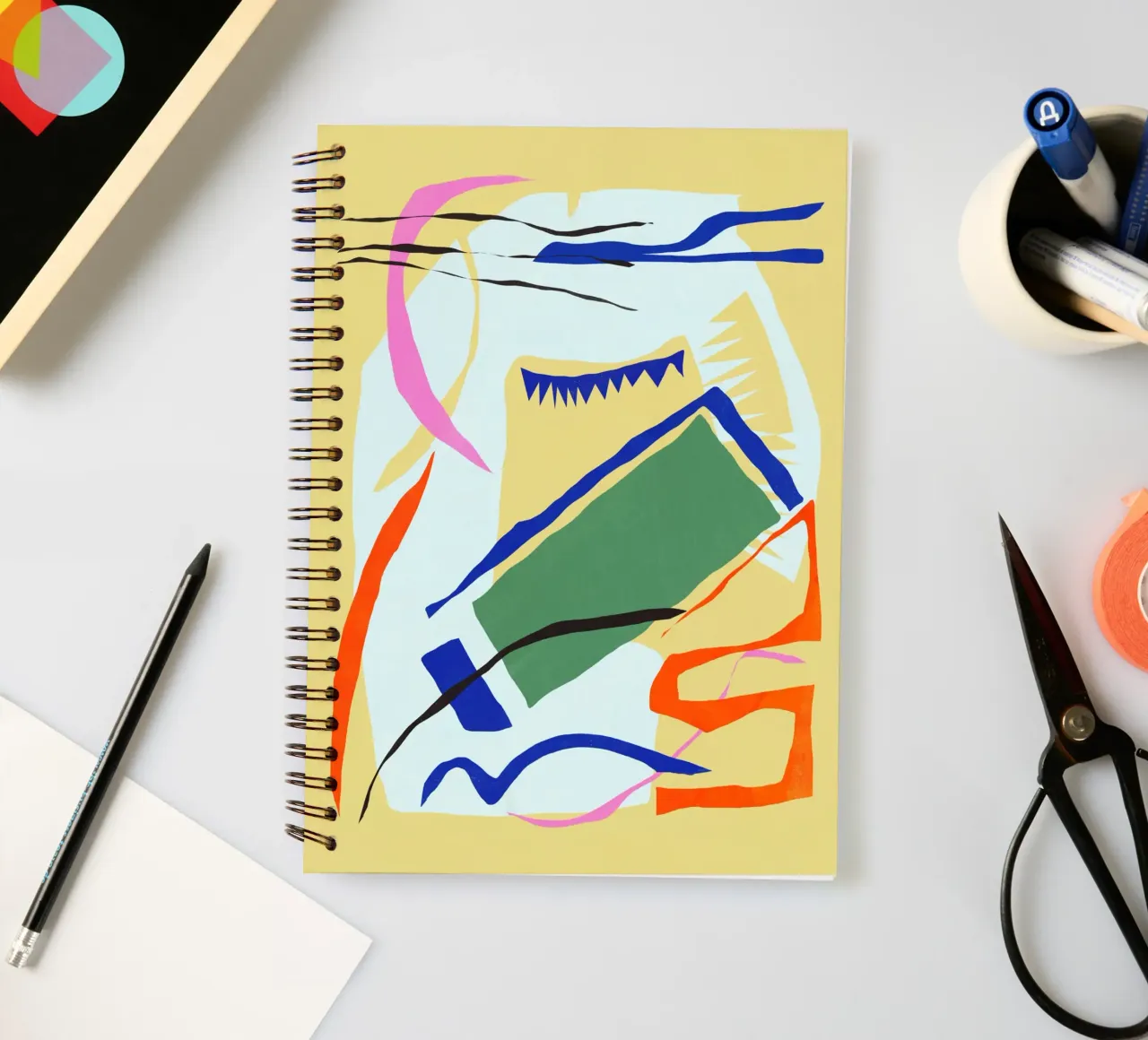 Paper cut out abstract arrangement 02 spiral notebook by Little Dean