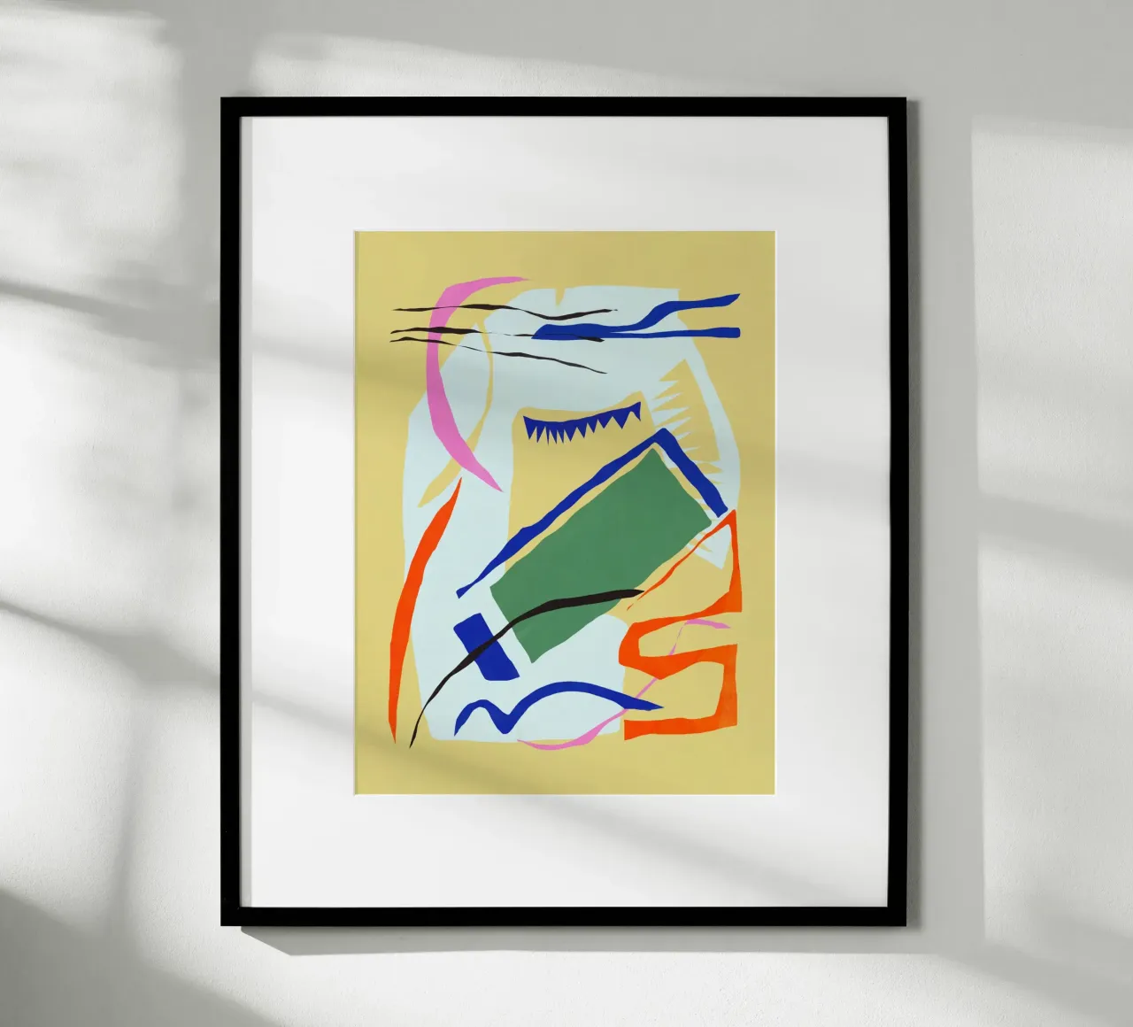 Composizione astratta di carta ritagliata 02 poster con telaio in alluminio da Little Dean