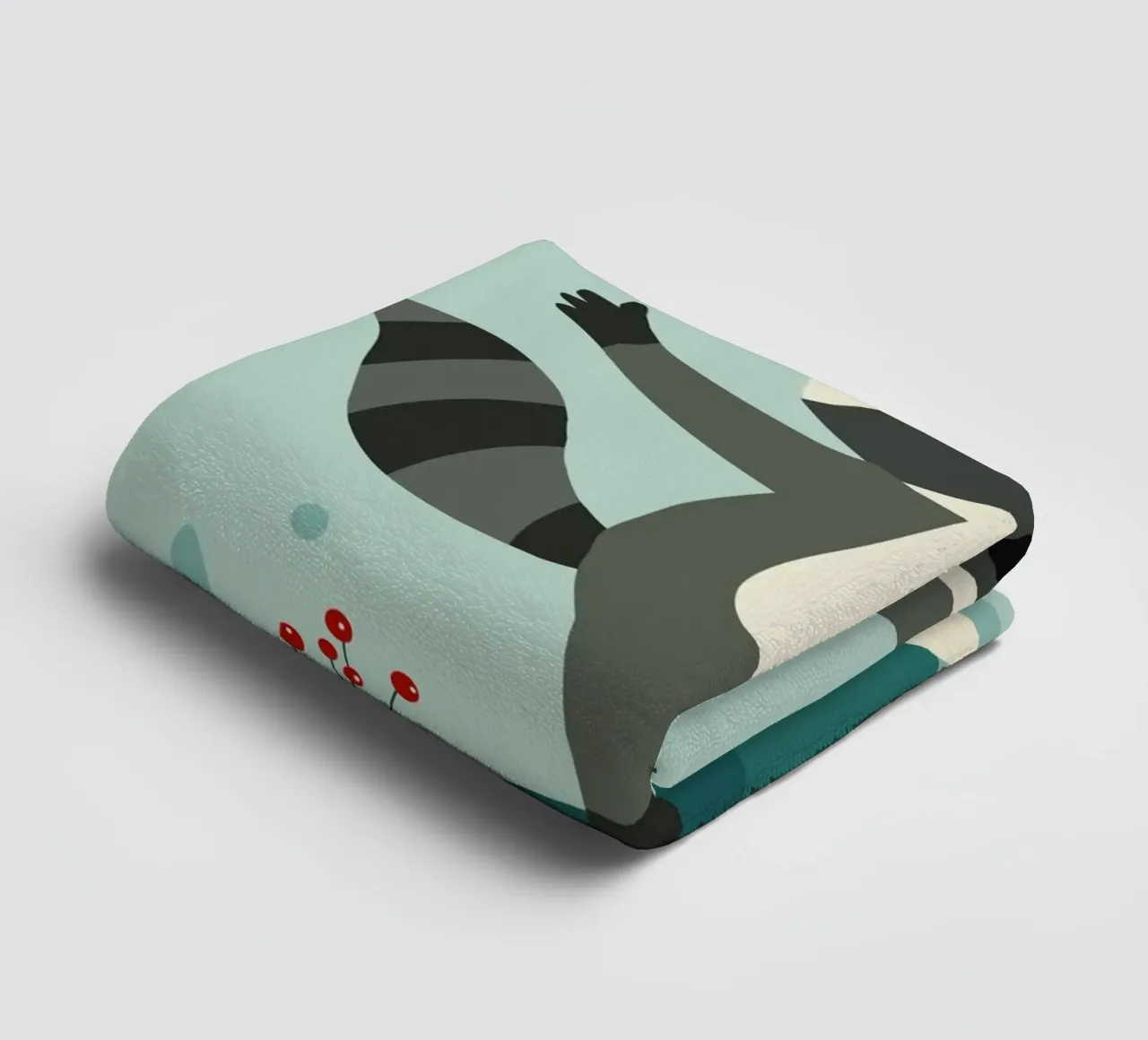 Dancing raccoon with butterfly - Playful motif towel by namosh