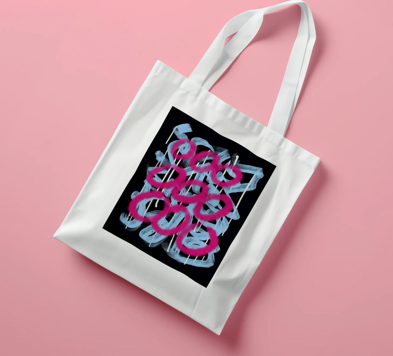 Loop rosa astratto borsa in juta da Little Dean