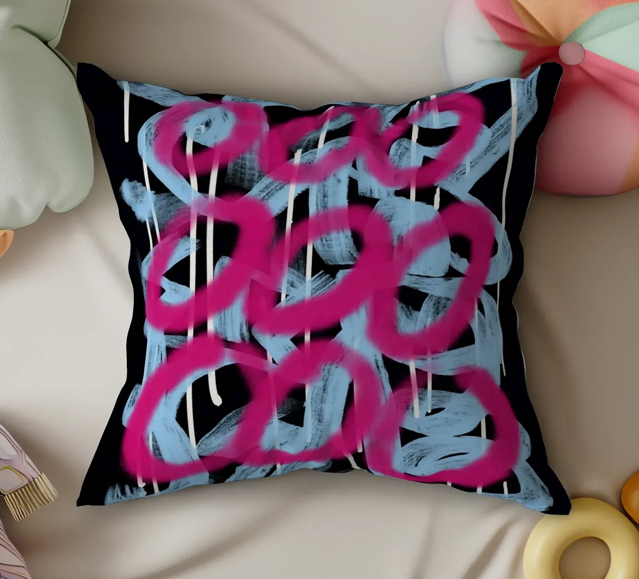 Loop rosa astratto cuscino da Little Dean