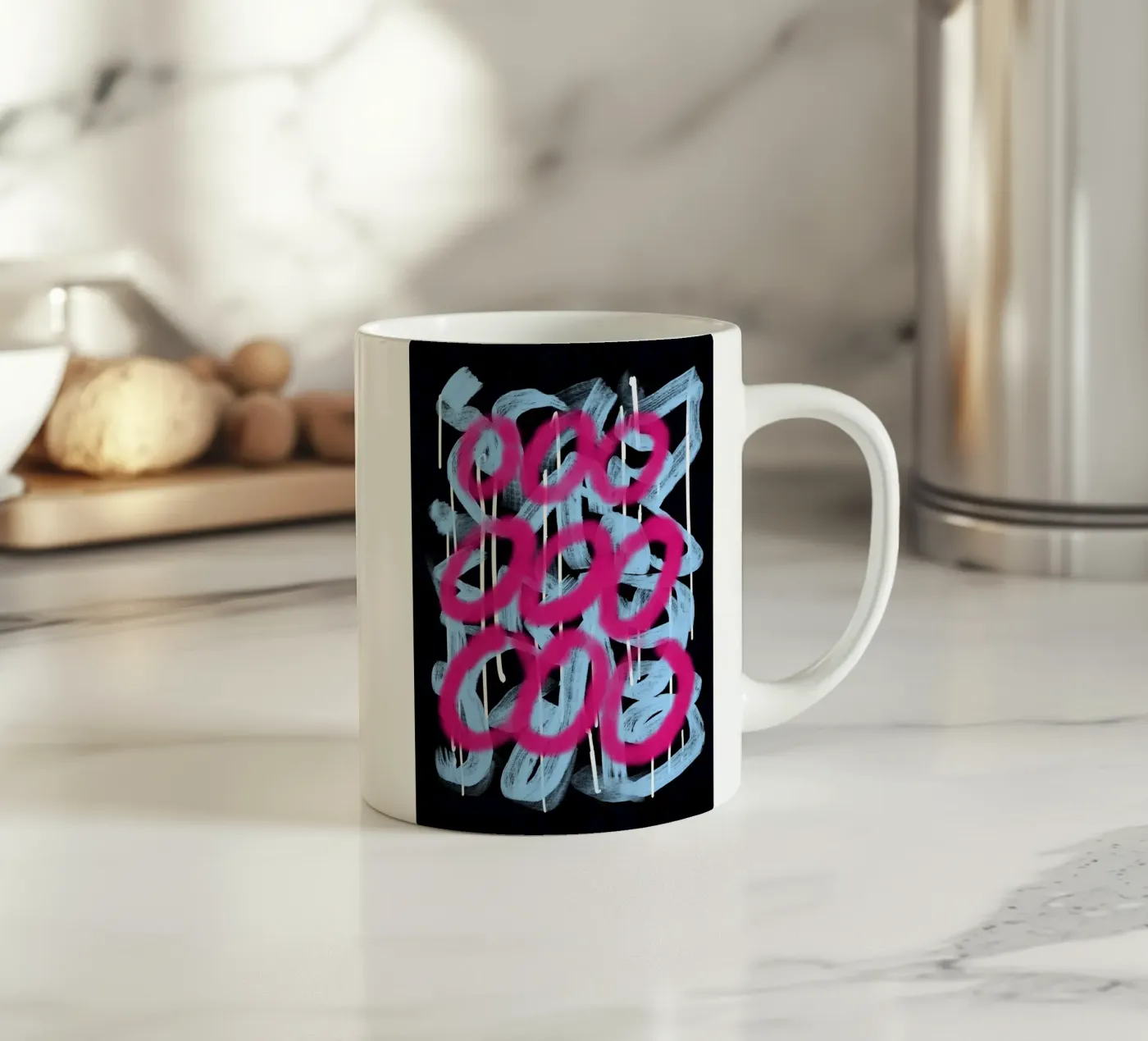 Loop pink abstract ceramic mug by Little Dean