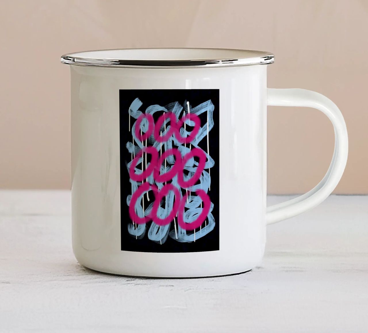 Loop rosa astratto tazza in smalto da Little Dean