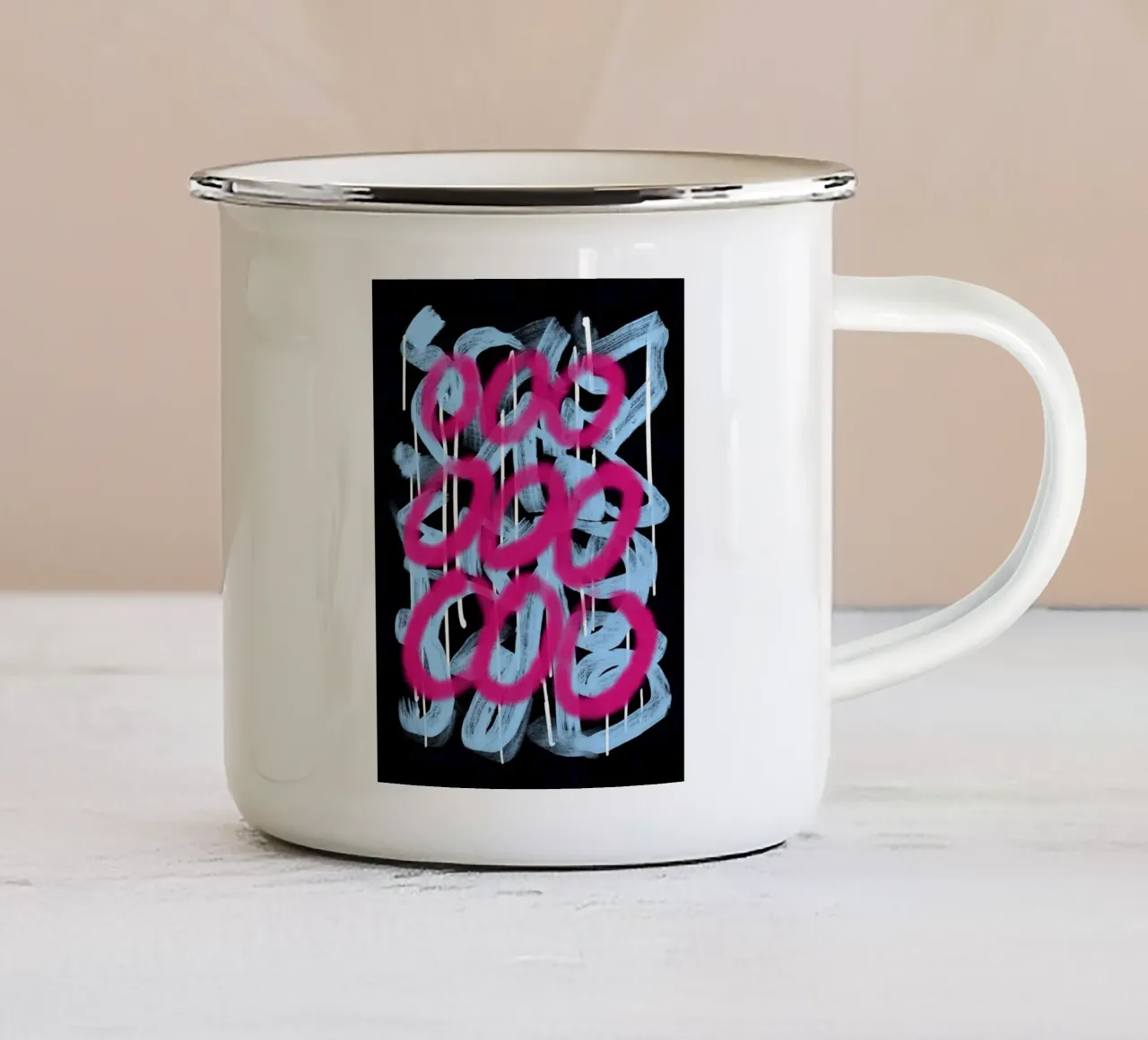 Boucle rose abstraite mug en émail de Little Dean