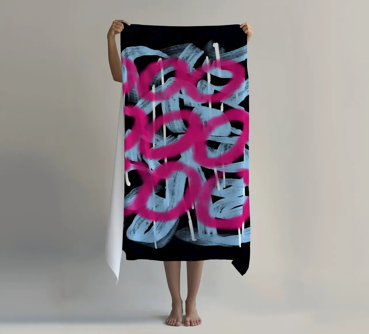 Loop rosa astratto telo mare da Little Dean