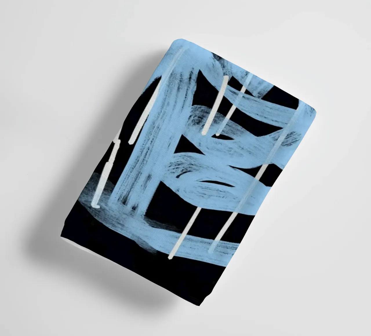 Blue abstract calligraphy towel by Little Dean